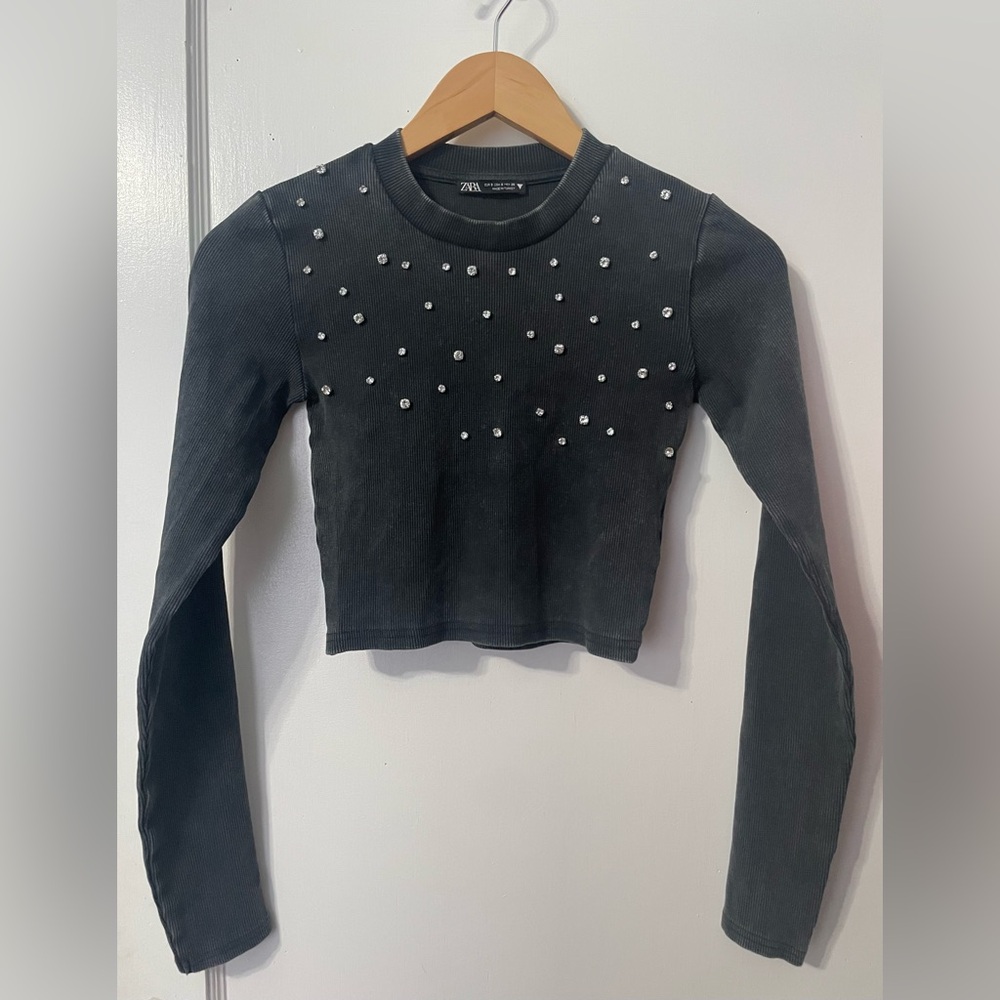 Zara Rinestone Crop Top